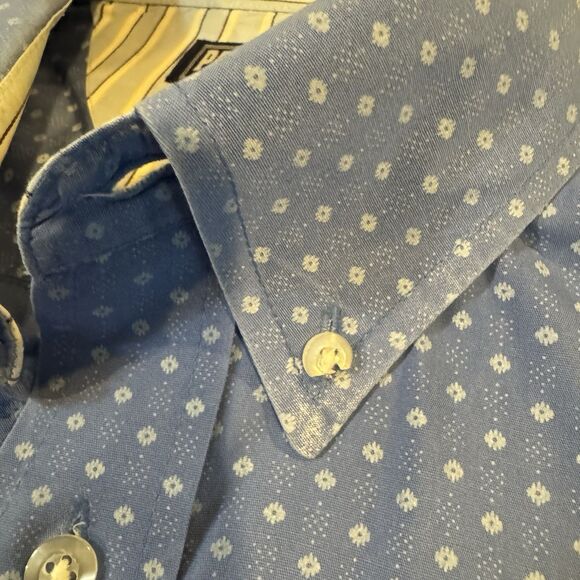 Panhandle Men's XXL Blue Dotted Button Down Long Sleeve Western Shirt Floral - Picture 6 of 10